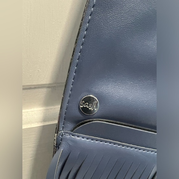 The SASH NWT Moonstone DISCONTINUED Fringed Faux Vegan Leather Crossbody Purse - Picture 6 of 10
